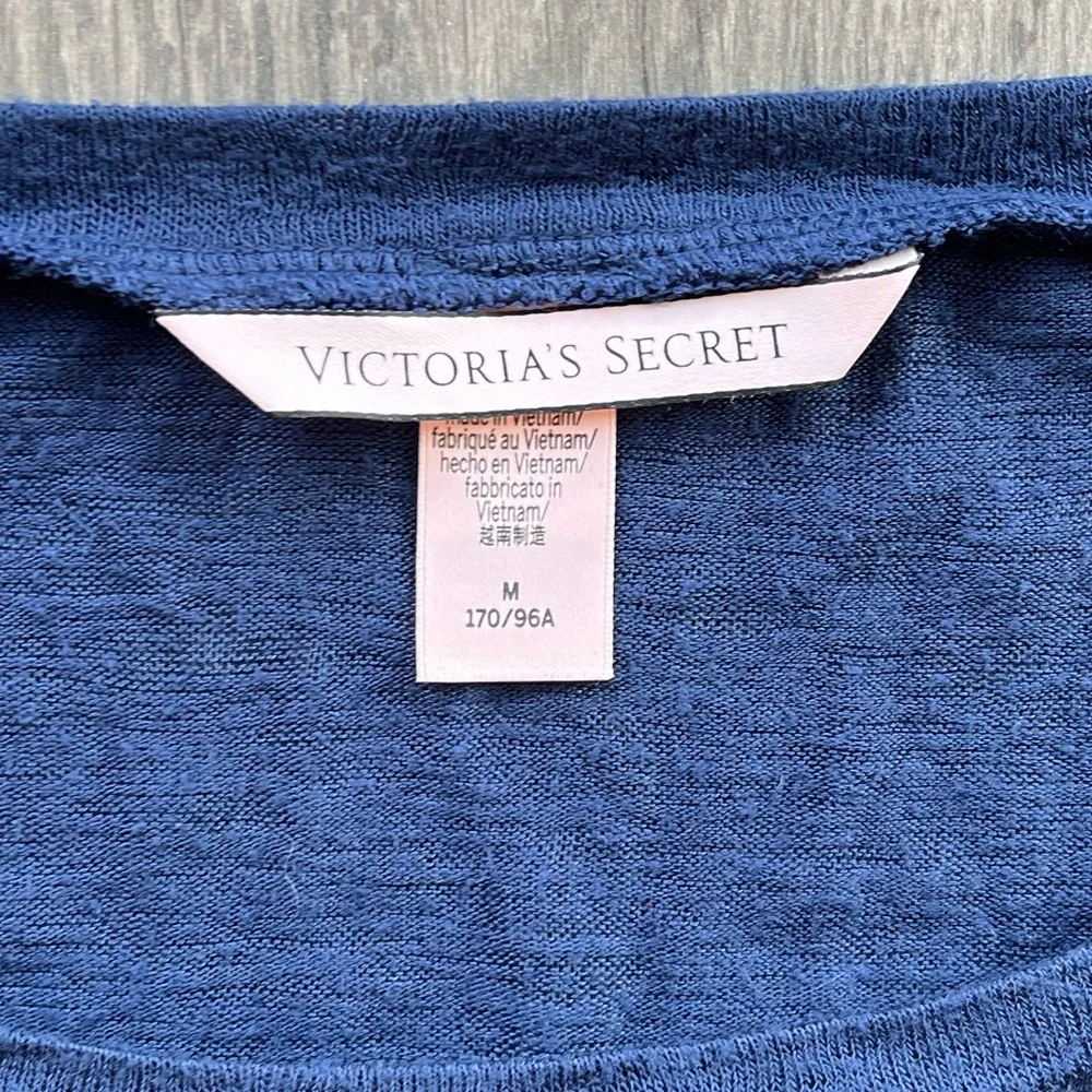 Victoria’s Secret Long Sleeve Pajama Top & Plaid Pajama Pants Medium Navy Red